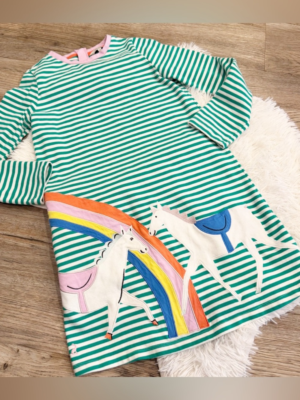 Joules Knit Dress Horse Pony Cotton Girls 11 Long Sleeve School